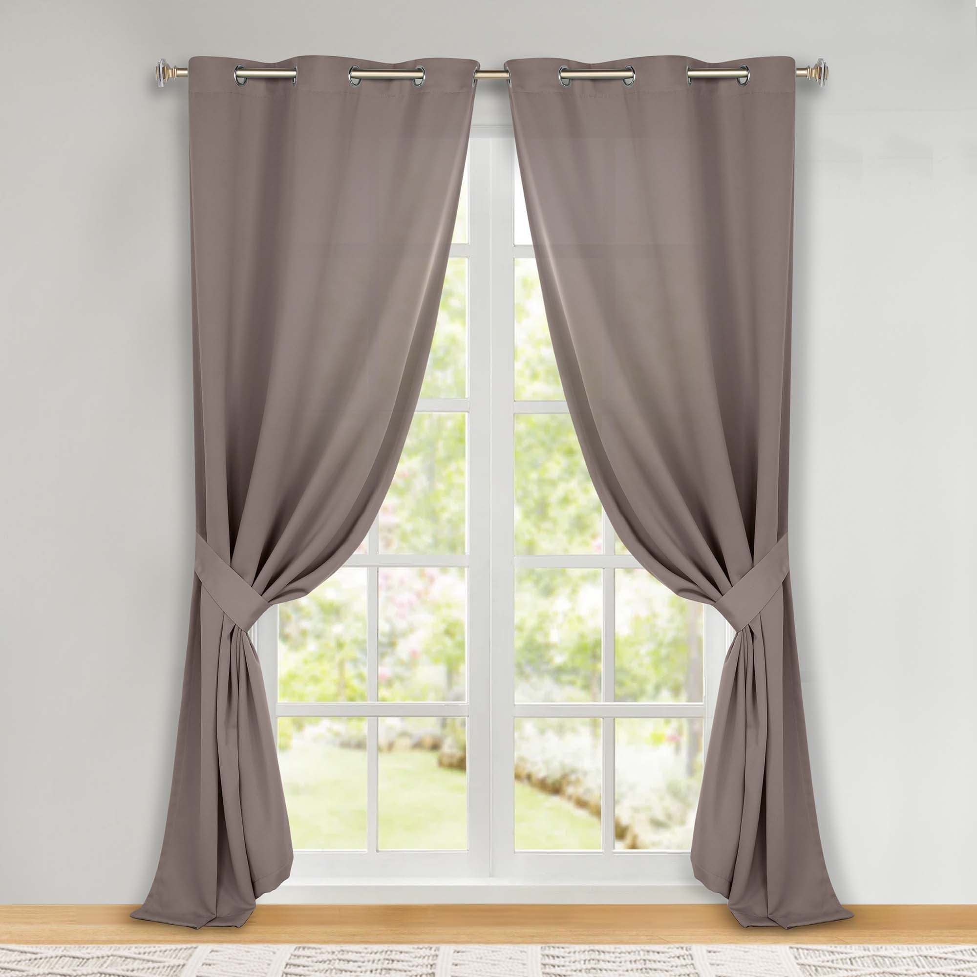 Superior Blackout Solid Light Filtering Grommet Curtain Panel Set, 46" x 84", Taupe