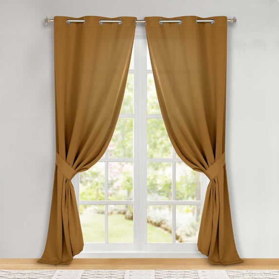 Superior Blackout Solid Light Filtering Grommet Curtain Panel Set, 46" x 96", Caramel Brown