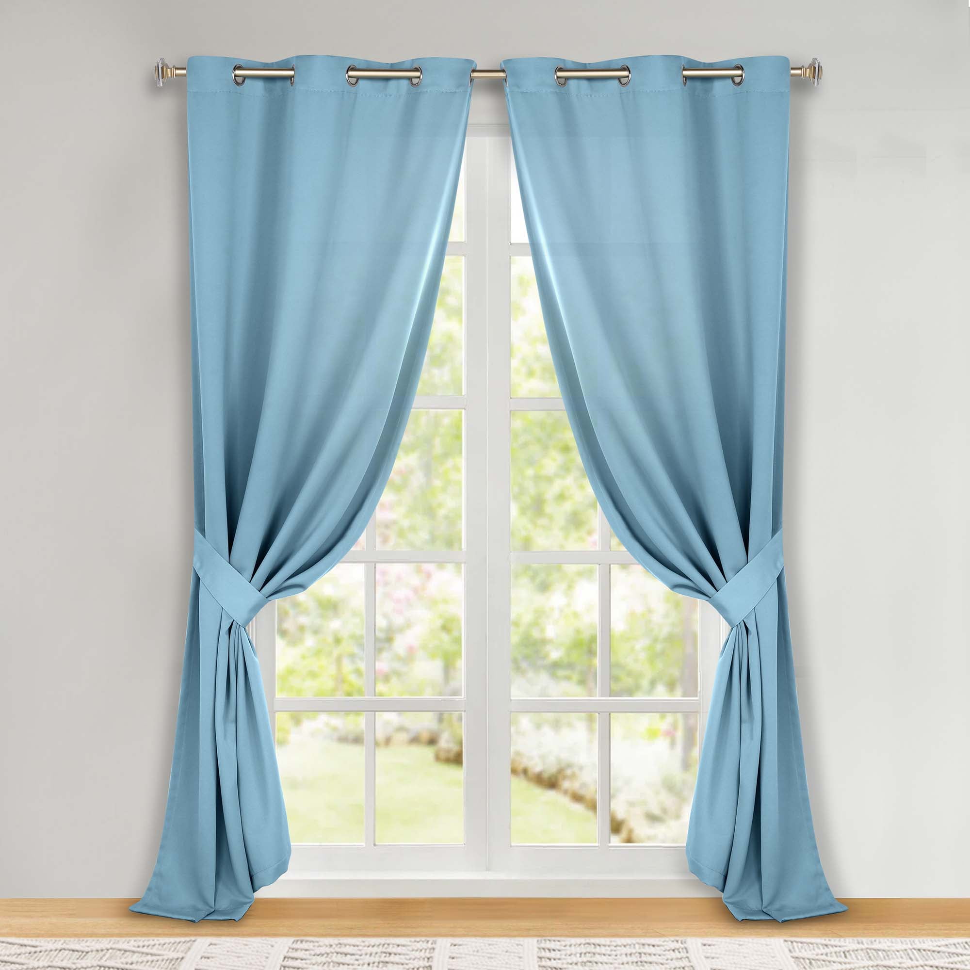 Superior Blackout Solid Light Filtering Grommet Curtain Panel Set, 46" x 96", Light Blue