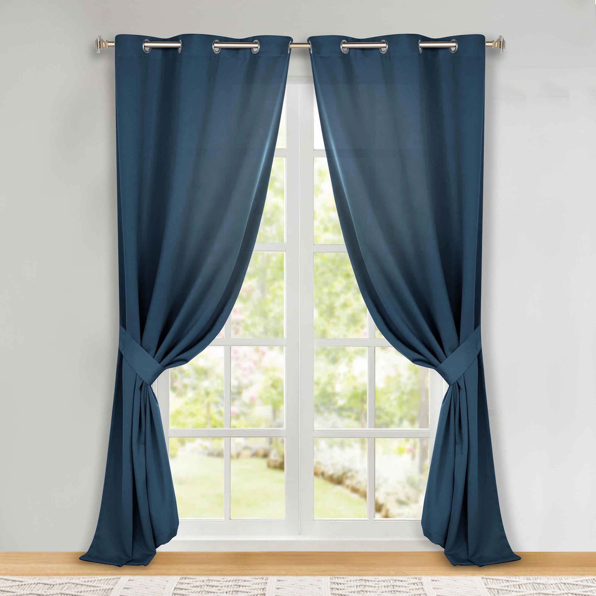 Superior Blackout Solid Light Filtering Grommet Curtain Panel Set, 46" x 96", Marine Blue