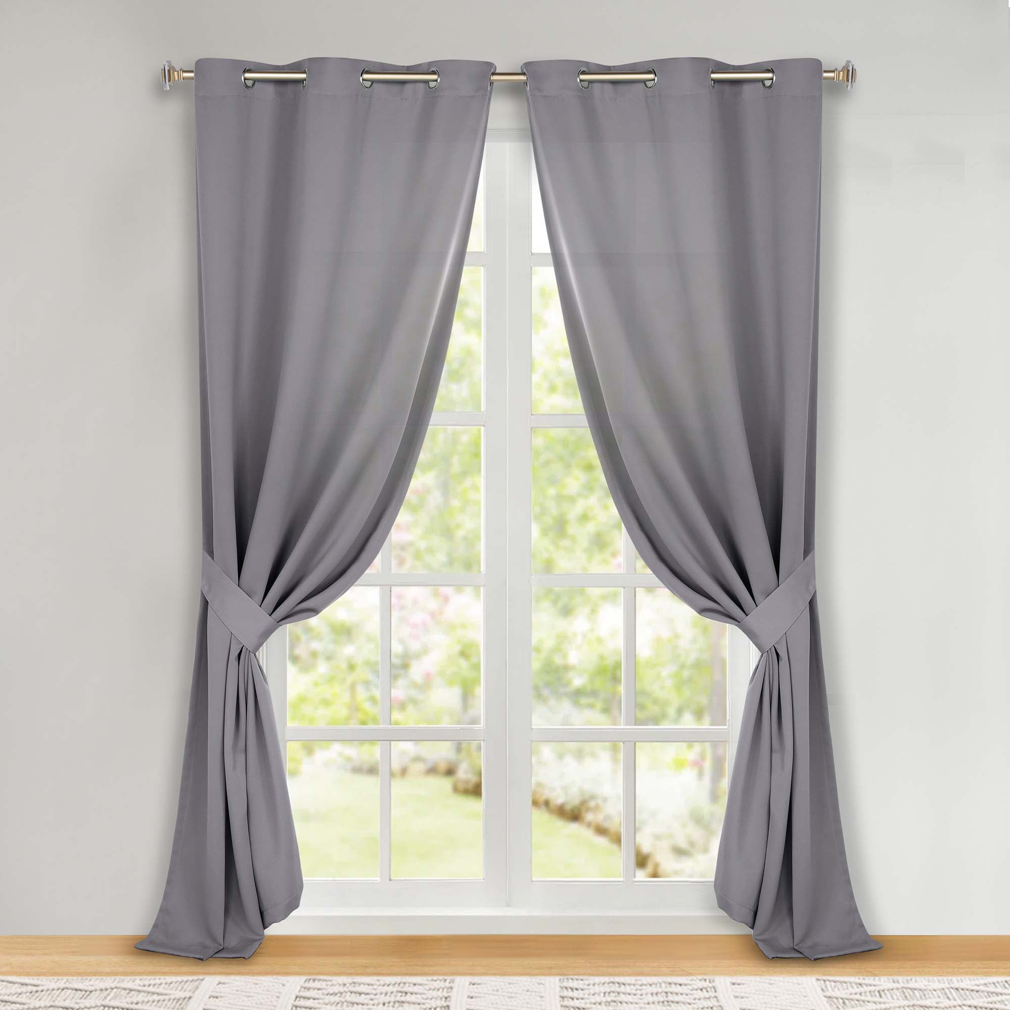 Superior Blackout Solid Light Filtering Grommet Curtain Panel Set, 46" x 96", Silver