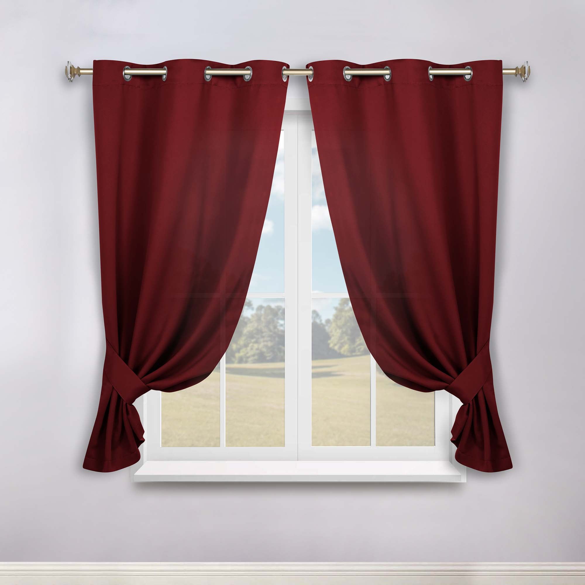 Smokey Ash Blackout Polyester Grommet Curtains, 46" x 63"