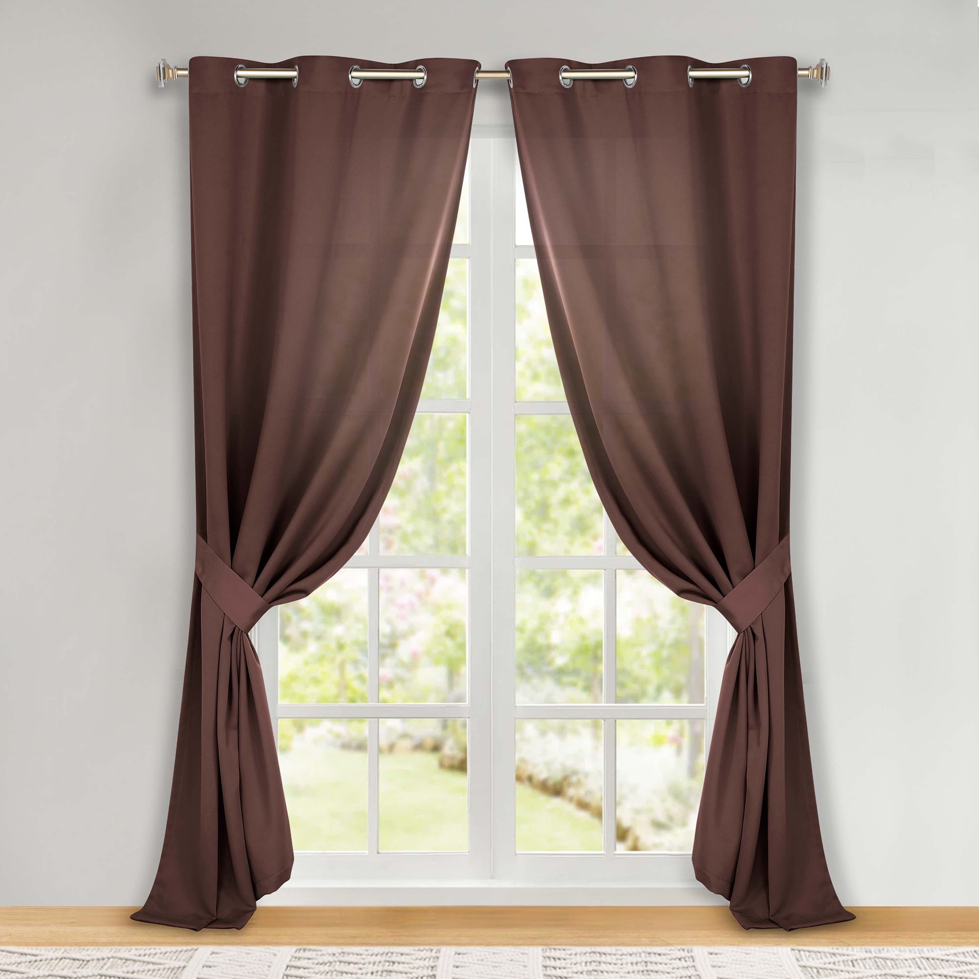 Superior Blackout Solid Light Filtering Grommet Curtain Panel Set, 46" x 84", Cappuccino
