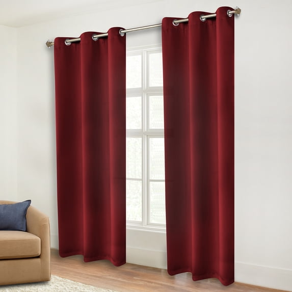 Superior Blackout Solid Light Filtering Grommet Curtain Panel Set, 46" x 84", Sangria