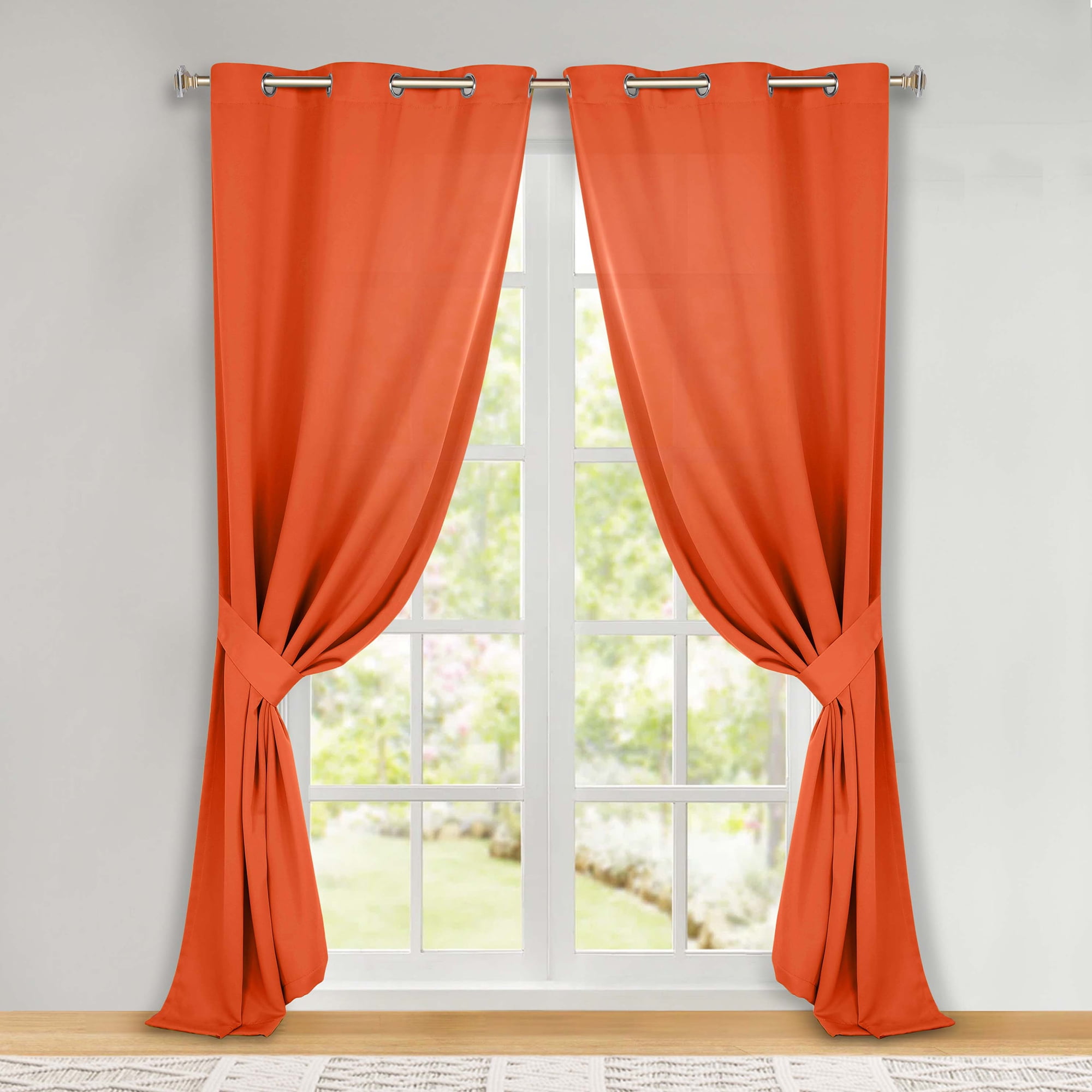 Superior Blackout Solid Light Filtering Grommet Curtain Panel Set, 46" x 96", Rust