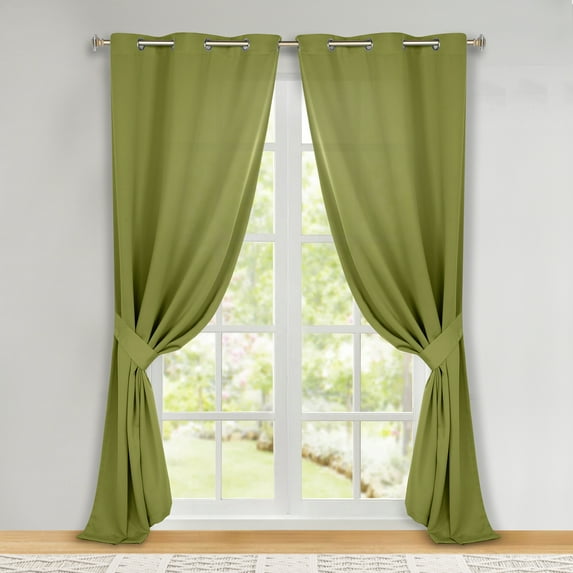 Superior Blackout Solid Light Filtering Grommet Curtain Panel Set, 46"X 96", Sage