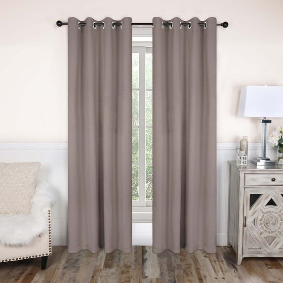 Superior Blackout Solid Light Filtering Grommet Curtain Panel Set, 52"X 108", Taupe