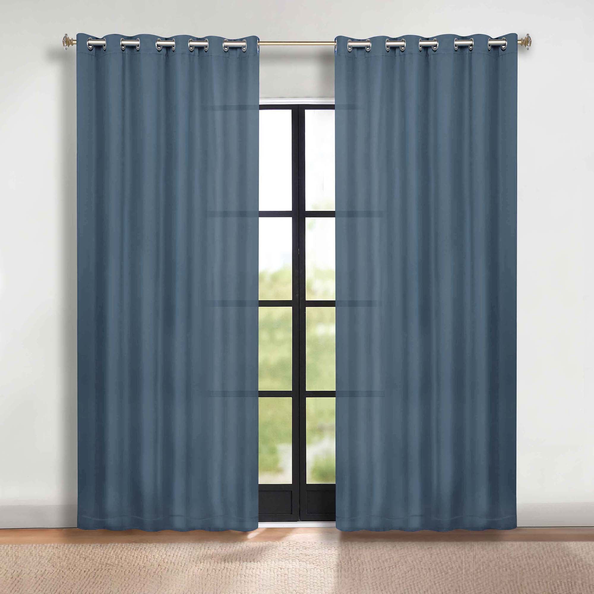 Superior Blackout Solid Light Filtering Grommet Curtain Panel Set, 70" x 120", Denim Blue