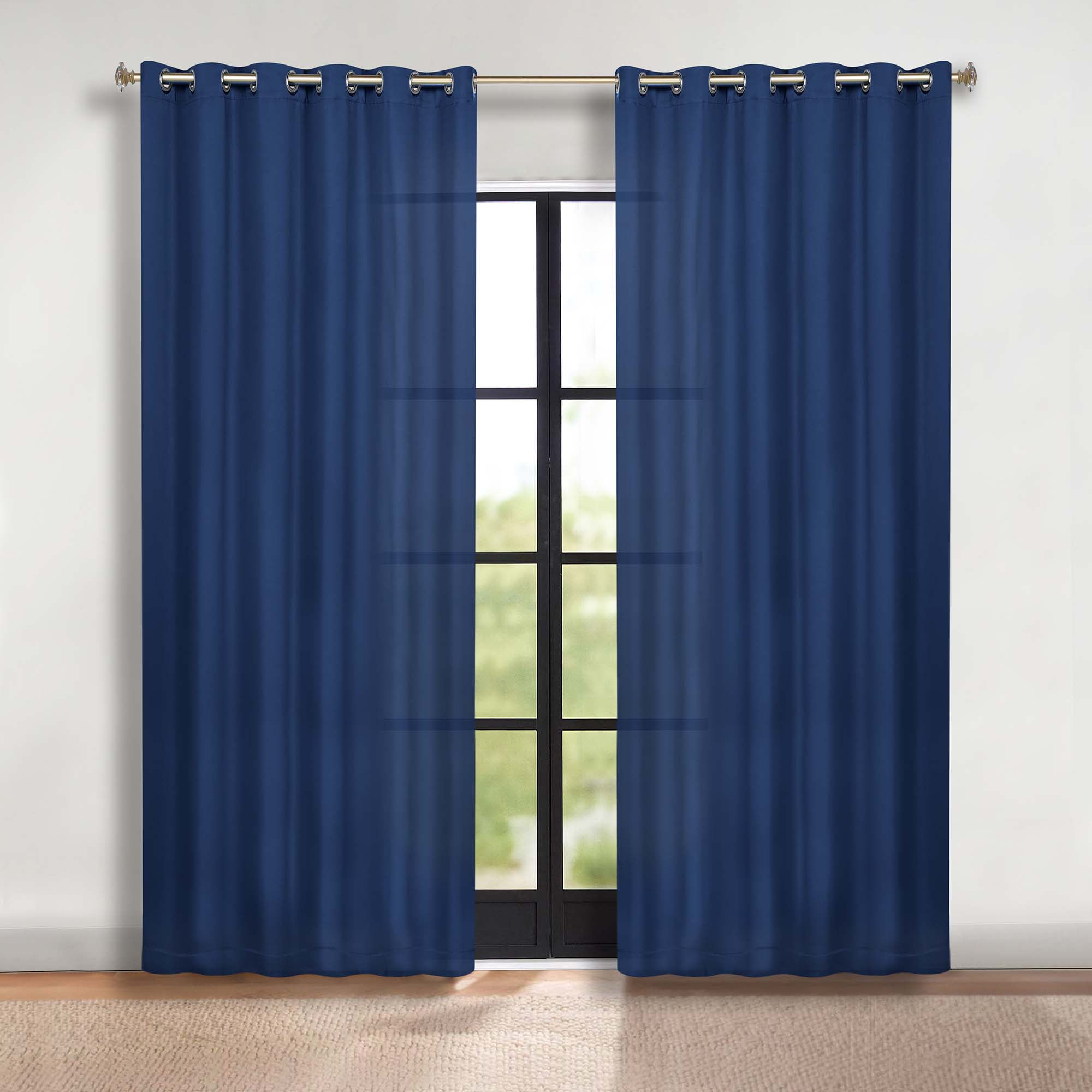 Superior Blackout Solid Light Filtering Grommet Curtain Panel Set, 70" x 120", Navy Blue