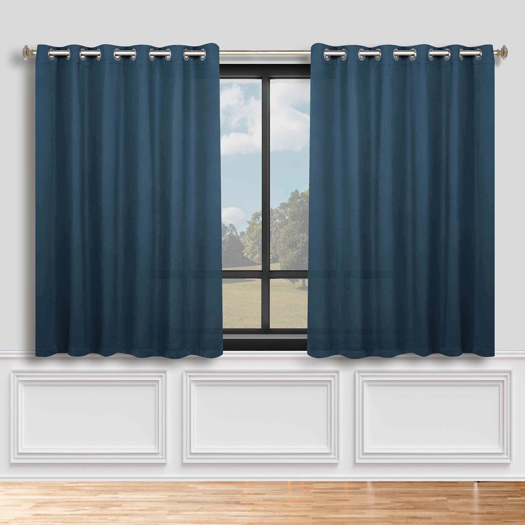 Superior Blackout Solid Light Filtering Grommet Curtain Panel Set, 70" x 63", Marine Blue