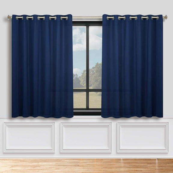 Superior Blackout Solid Light Filtering Grommet Curtain Panel Set, 70" x 63", Navy Blue