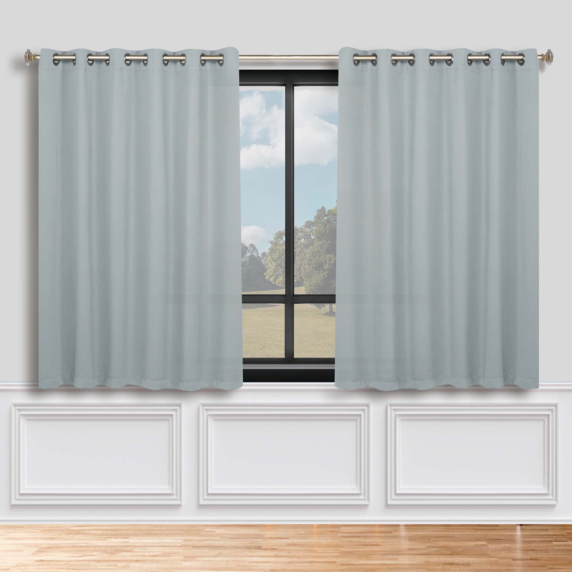 Superior Blackout Solid Light Filtering Grommet Curtain Panel Set, 70" x 63", Stone Blue