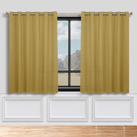 Superior Blackout Solid Light Filtering Grommet Curtain Panel Set, 70" x 63", Yellow Mustard