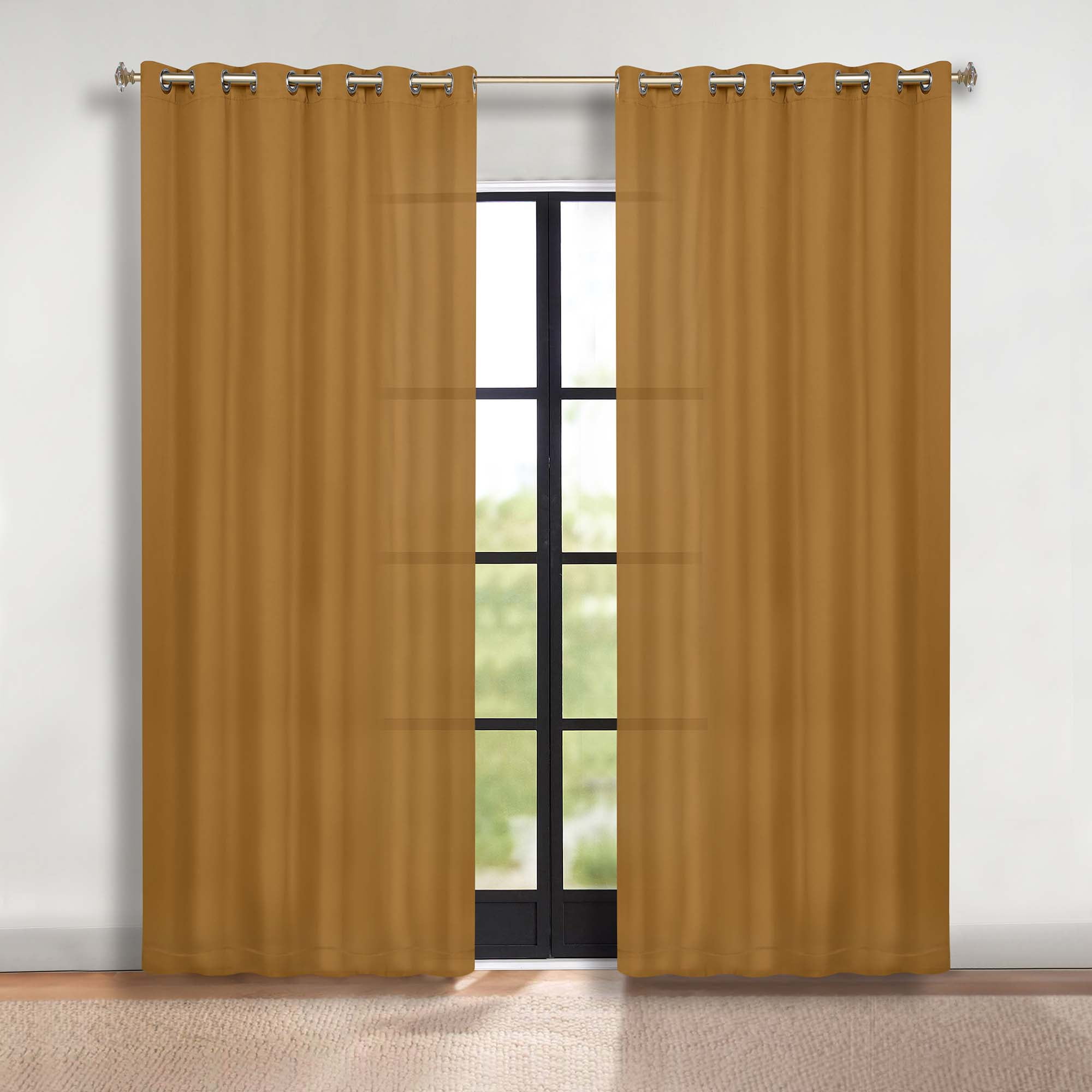 Superior Blackout Solid Light Filtering Grommet Curtain Panel Set, 70" x 84", Caramel Brown