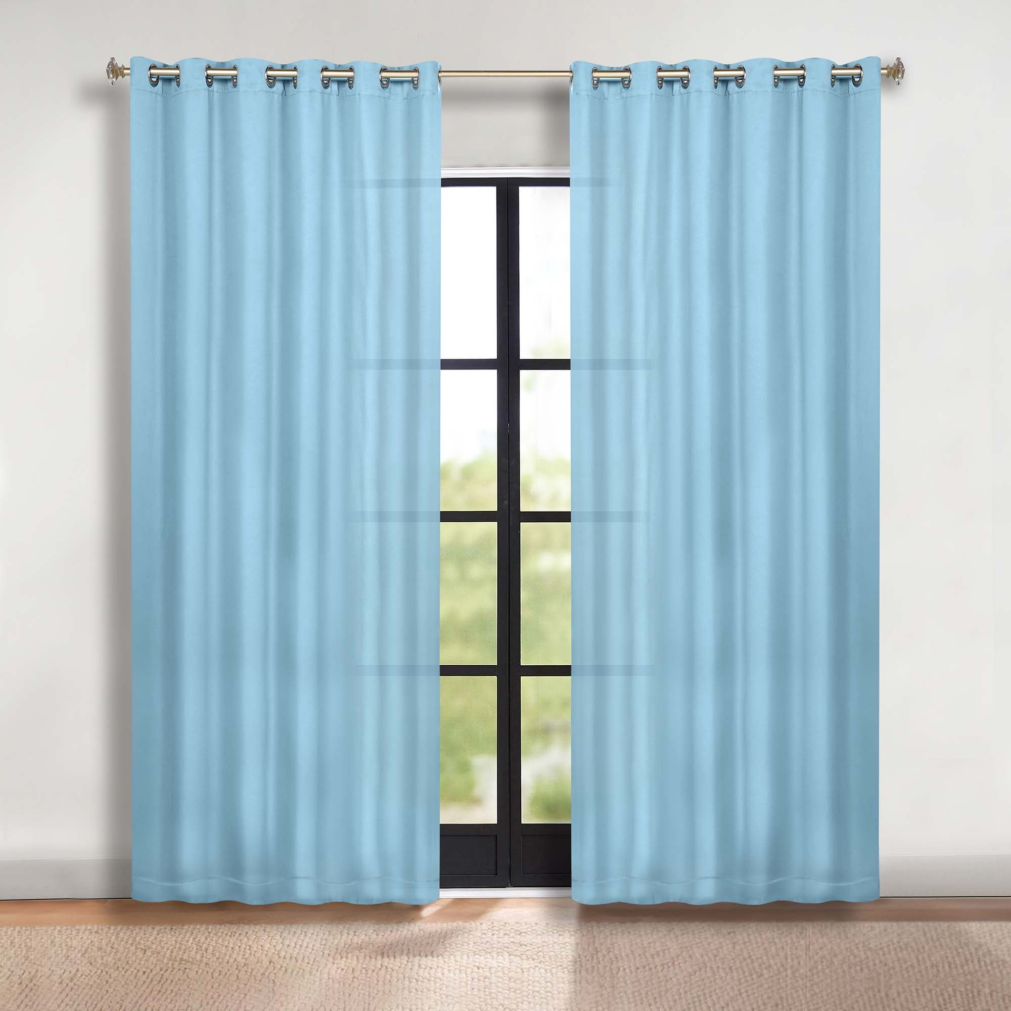 Superior Blackout Solid Light Filtering Grommet Curtain Panel Set, 70" x 96", Light Blue