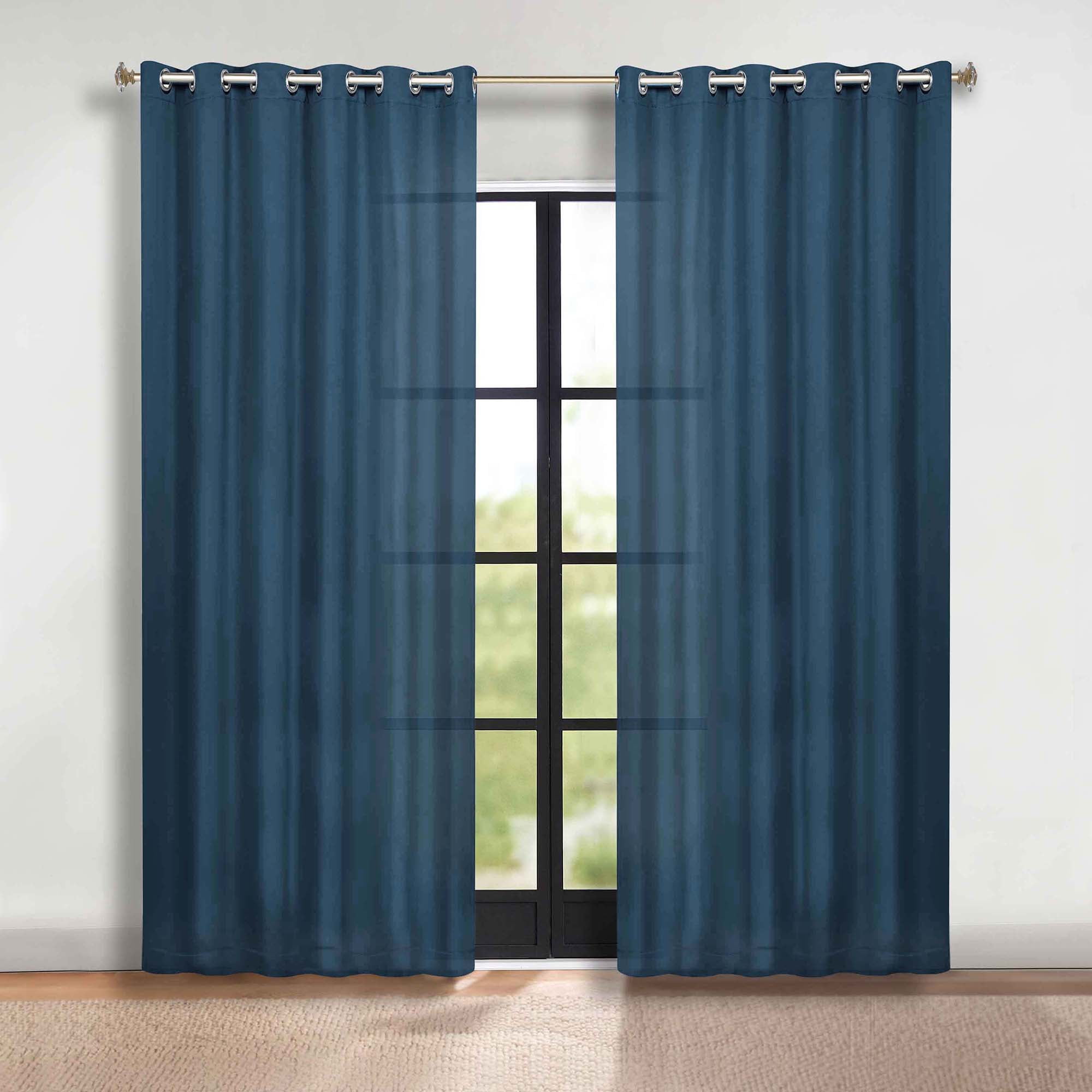 Superior Blackout Solid Light Filtering Grommet Curtain Panel Set, 70" x 96", Marine Blue