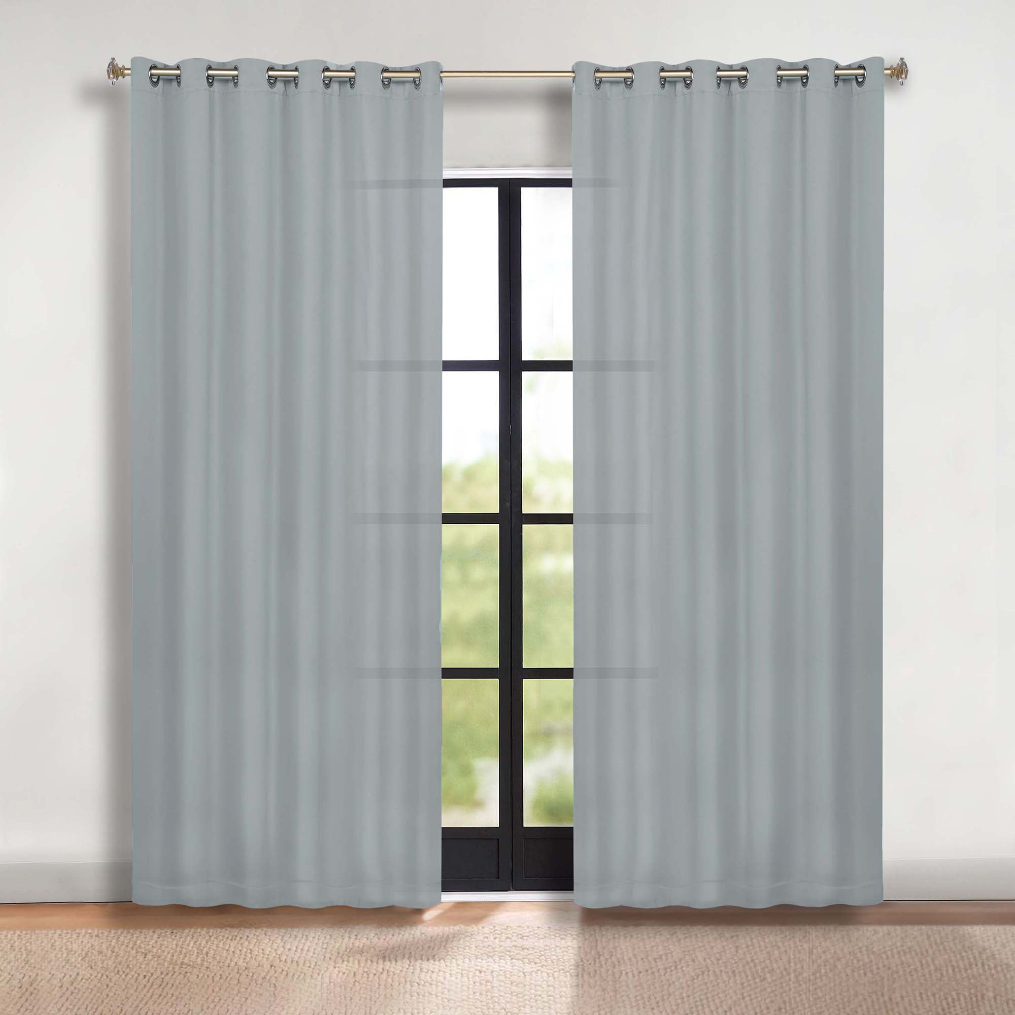 Superior Blackout Solid Light Filtering Grommet Curtain Panel Set, 70" x 96", Stone Blue