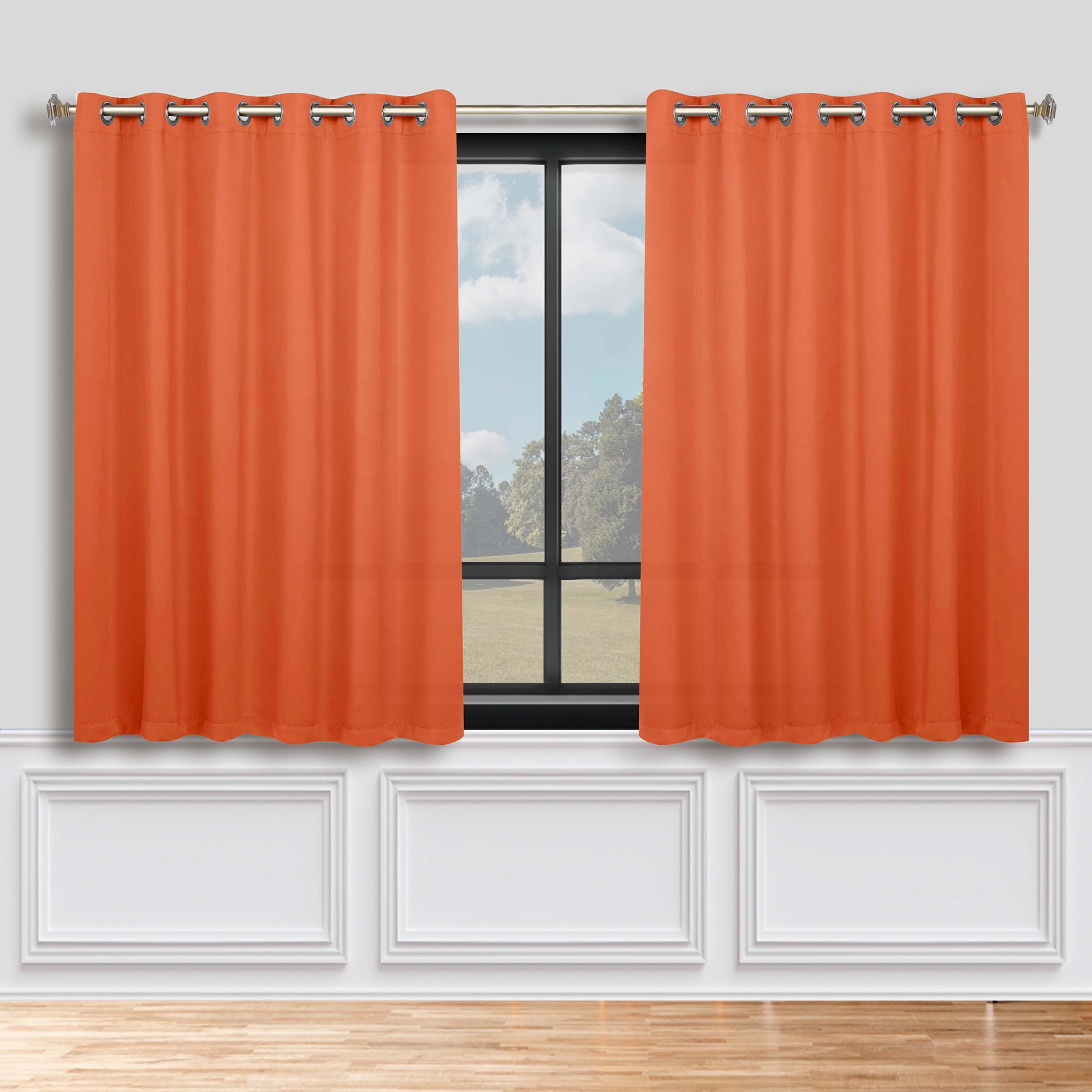 Superior Blackout Solid Light Filtering Grommet Curtain Panel Set, 70" x 63", Rust