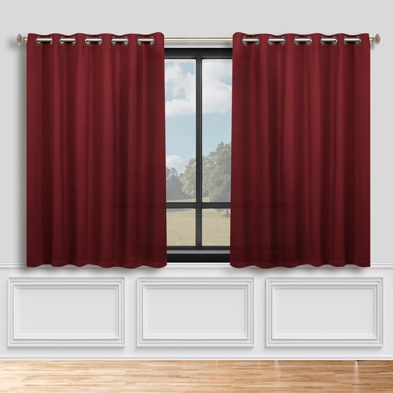 Superior Blackout Solid Light Filtering Grommet Curtain Panel Set, 70" x 63", Sangria