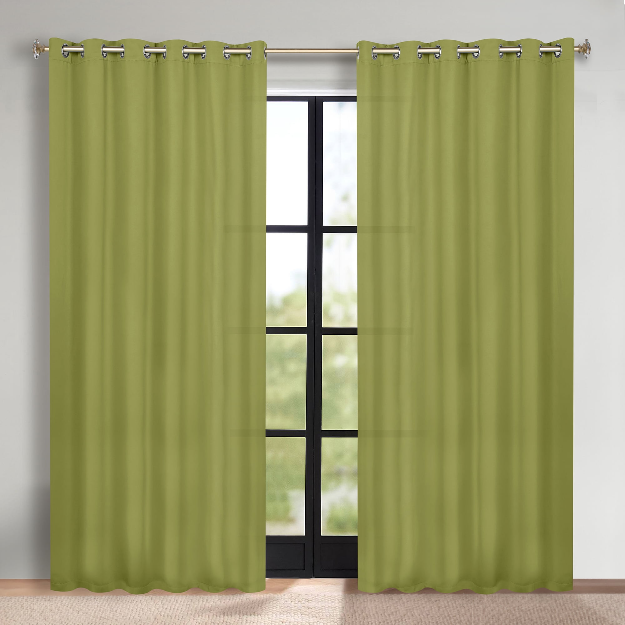 Superior Blackout Solid Light Filtering Grommet Curtain Panel Set, 70" x 84", Sage