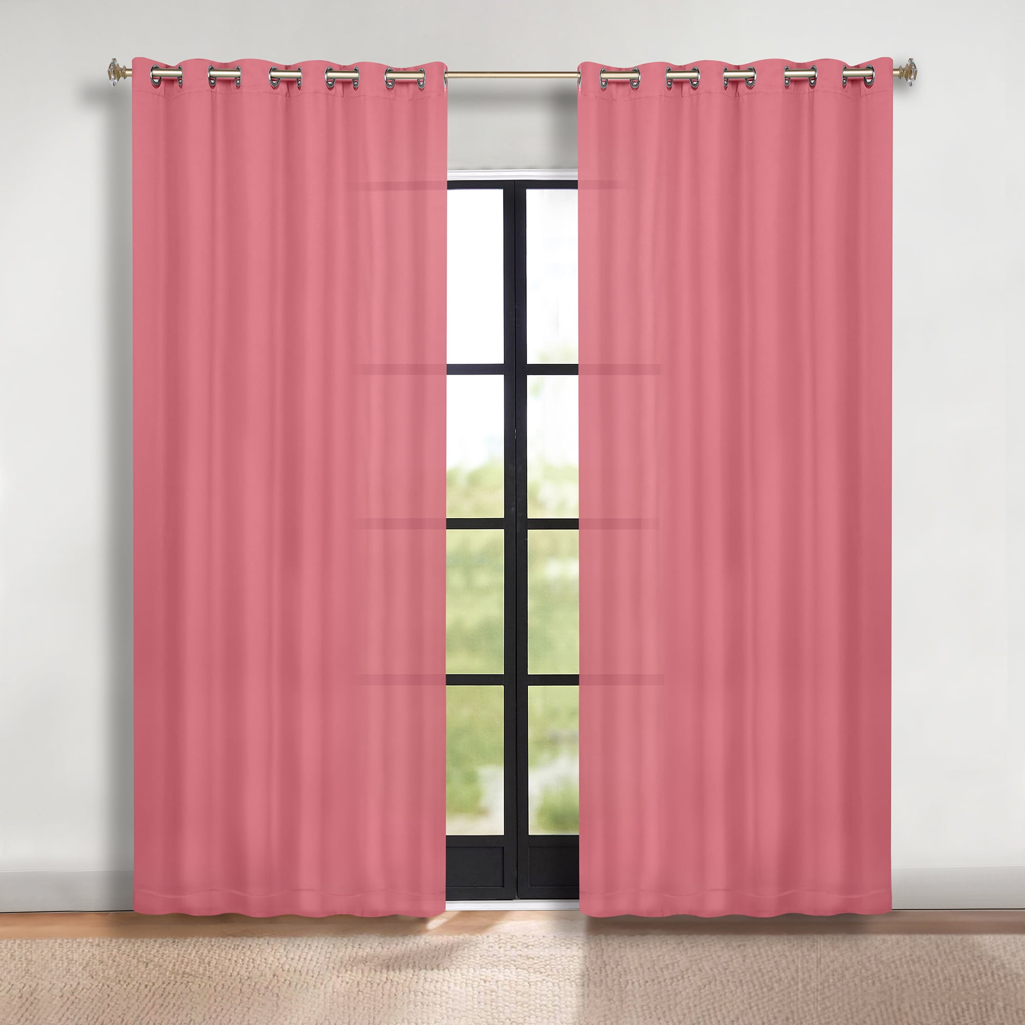Superior Blackout Solid Light Filtering Grommet Curtain Panel Set, 70" x 96", Pink