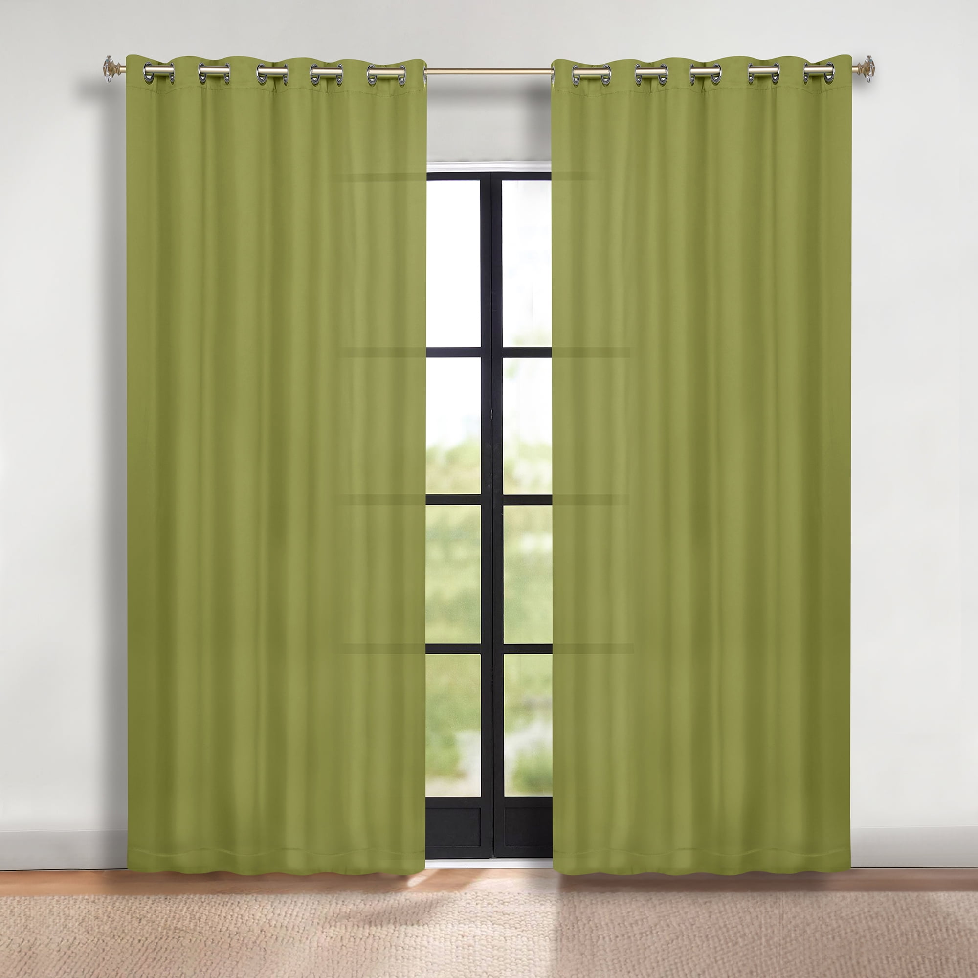 Superior Blackout Solid Light Filtering Grommet Curtain Panel Set, 70" x 96", Sage