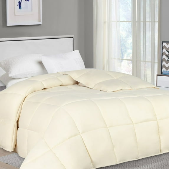 Superior Solid Comforter Down Alternative Bedding, California King, Ivory