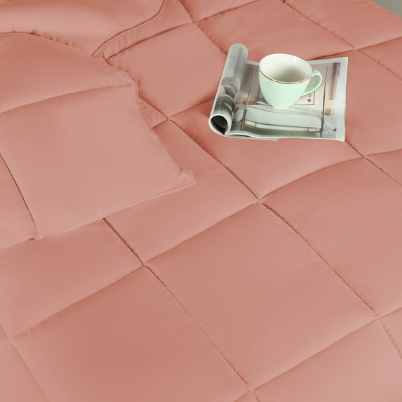 Superior Solid Comforter Down Alternative Bedding, Full, Blush