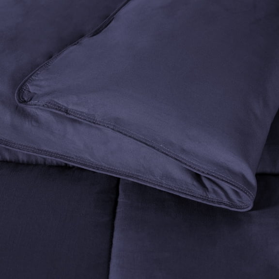 Superior Solid Comforter Down Alternative Bedding, King, Navy Blue