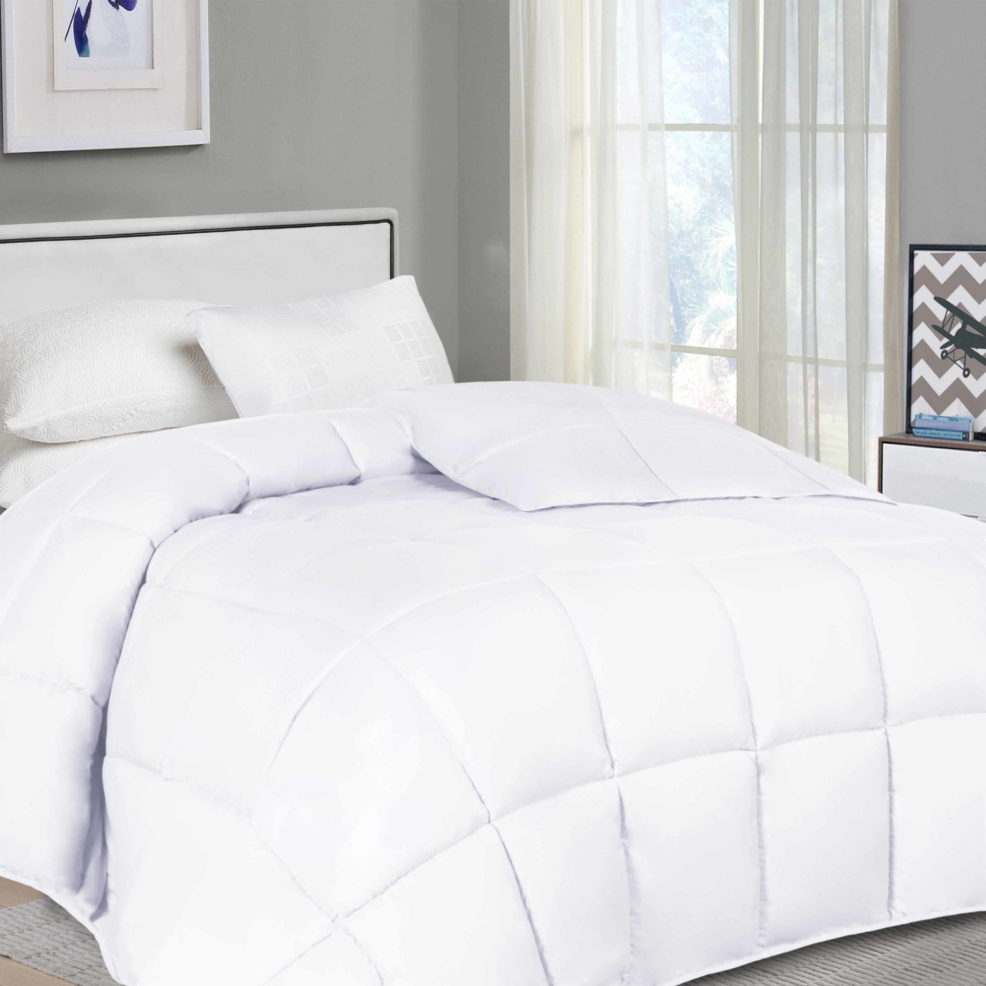 Superior Solid Comforter Down Alternative Bedding, King, White