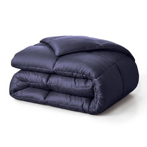 Superior Solid Comforter Down Alternative Bedding, Queen, Navy Blue