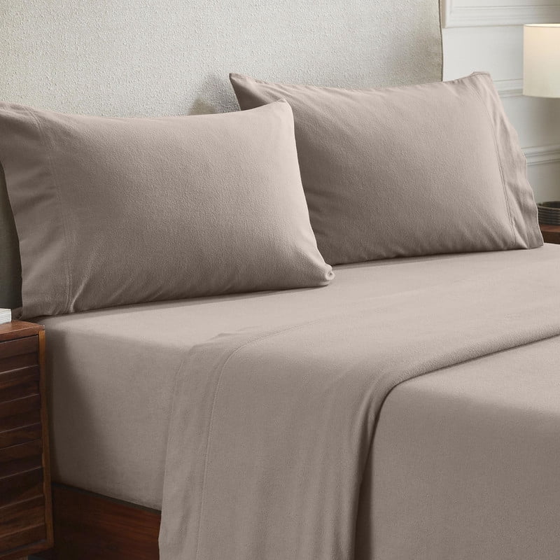 Superior Solid Flannel Cotton Pillowcases, Set of 2, Standard, Gray