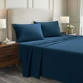 thumbnail image 1 of Superior Solid Flannel Cotton Sheet Set, Queen, Navy Blue, 1 of 10