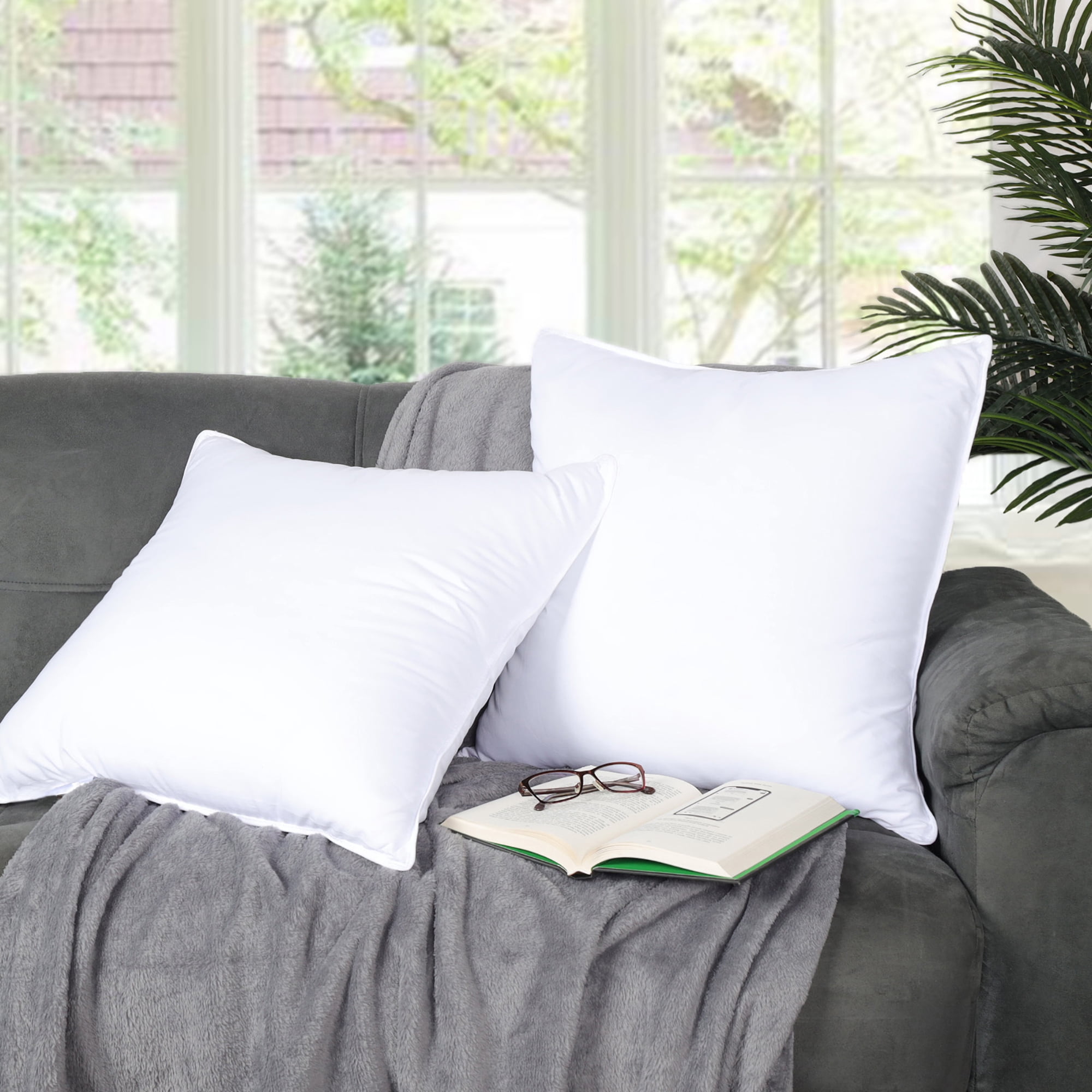 Superior Solid Microfiber Medium Density Pillow, Set of 4, Euro-26