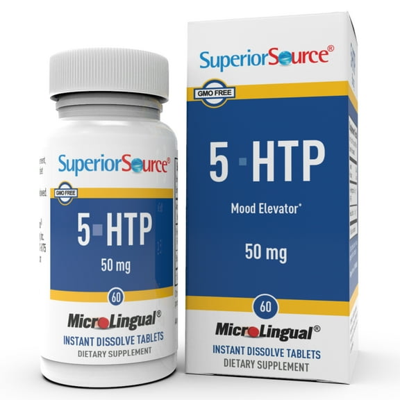 Superior Source 5-HTP 50 mg - Natural Supplement Aids Restful Sleep & Neurotransmitter Functions - Brain Health & Function Support - 5-Hydroxytryptophan Supplement - 60 Instant Dissolve Tablets