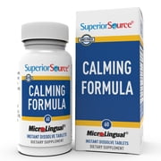 Superior Source Calming Formula, L-Theanine, Melatonin, Under The Tongue Quick Dissolve MicroLingual Tablets, 60 Ct, 5-HTP for Enhanced Serotonin Conversion, Sleep Support, Non-GMO