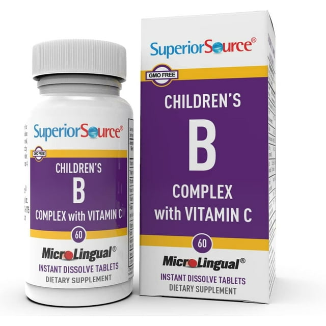 Superior Source Children's B Complex with Vitamin C - Multivitamin for Heart Health Support - Folic Acid Supplement for Kids - Immune Support Formula with Vitamin C - 60 Instant Dissolve Tablets