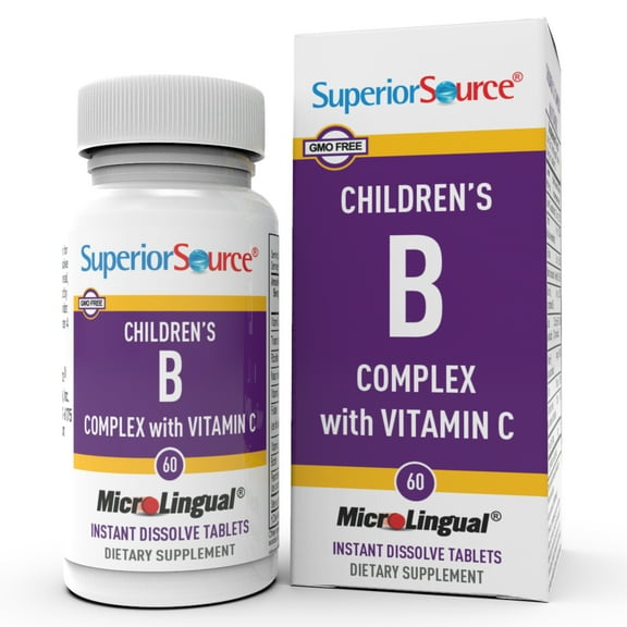 Superior Source Children's B Complex with Vitamin C - Multivitamin for Heart Health Support - Folic Acid Supplement for Kids - Immune Support Formula with Vitamin C - 60 Instant Dissolve Tablets