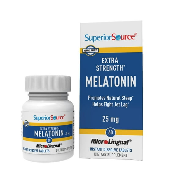 Superior Source Extra Strength Melatonin - Melatonin Supplement for Adults - Natural Sleep & Relaxation Support Formula - 25 mg, Instant Dissolve Tablets