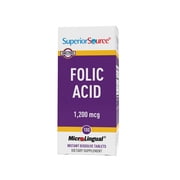 Superior Source Folic Acid 1200 mcg - Supports Heart, Immune & Nervous System - 100 Sublingual Tablets