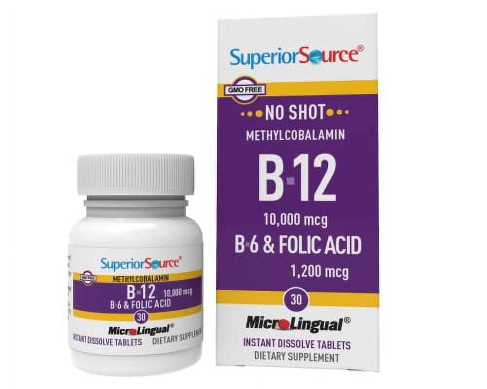 Superior Source Folic Acid Vitamin B9 1200 mcg Sublingual Instant Dissolve Tablets Under Tongue