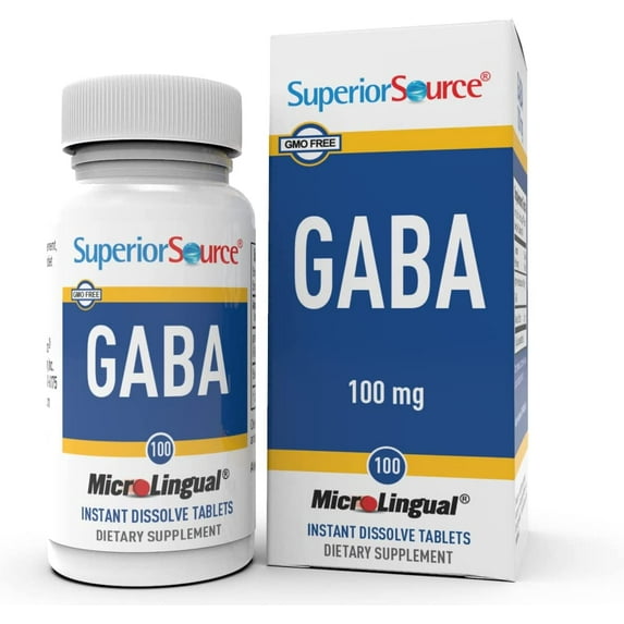 Superior Source GABA (Gamma-Aminobutyric Acid) 100 mg 100 Sublingual Tablet