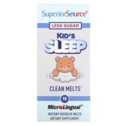 Superior Source Kids Sleep Clean Melts - Sleep Supplement for Children - Contains Melatonin, L-Theanine & GABA - Less Sugar - Non-GMO, Gluten-Free - 90 MicroLingual Instant-Dissolve Melts