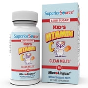 Superior Source Kids Vitamin C Clean Melts - Immune Support Supplement for Children - Less Sugar - Non-GMO, Gluten-Free & Preservative-Free - 90 MicroLingual Instant-Dissolve Tablets