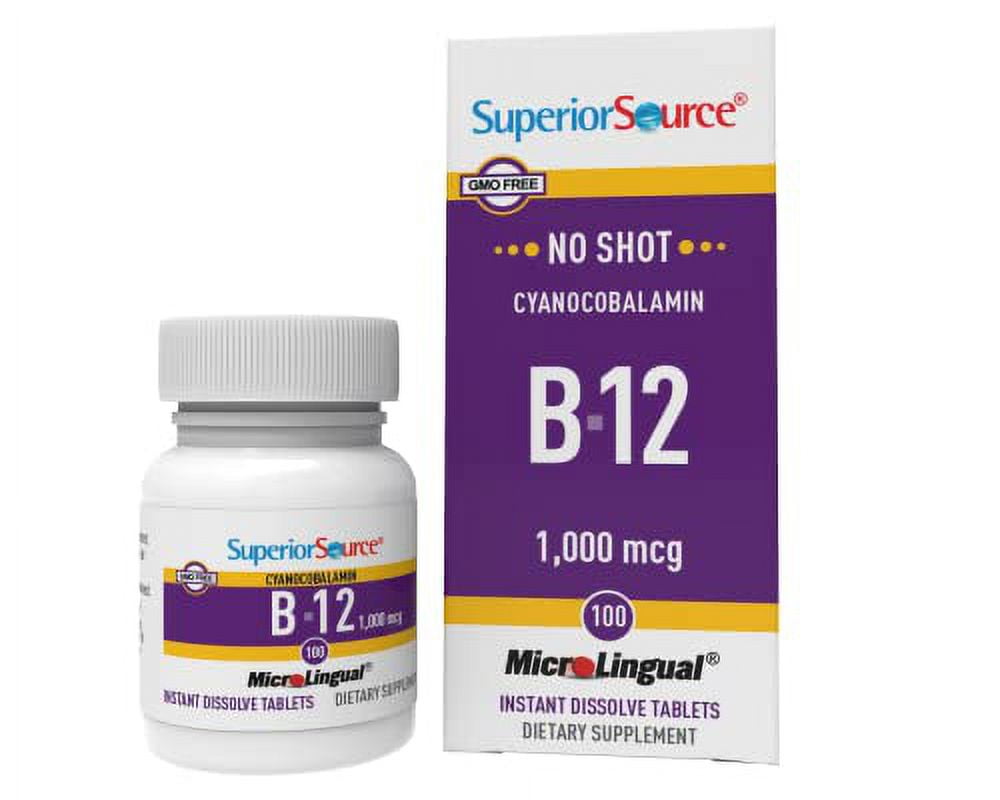 Superior Source No Shot Vitamin B12 Cyanocobalamin 1000 mcg, Quick