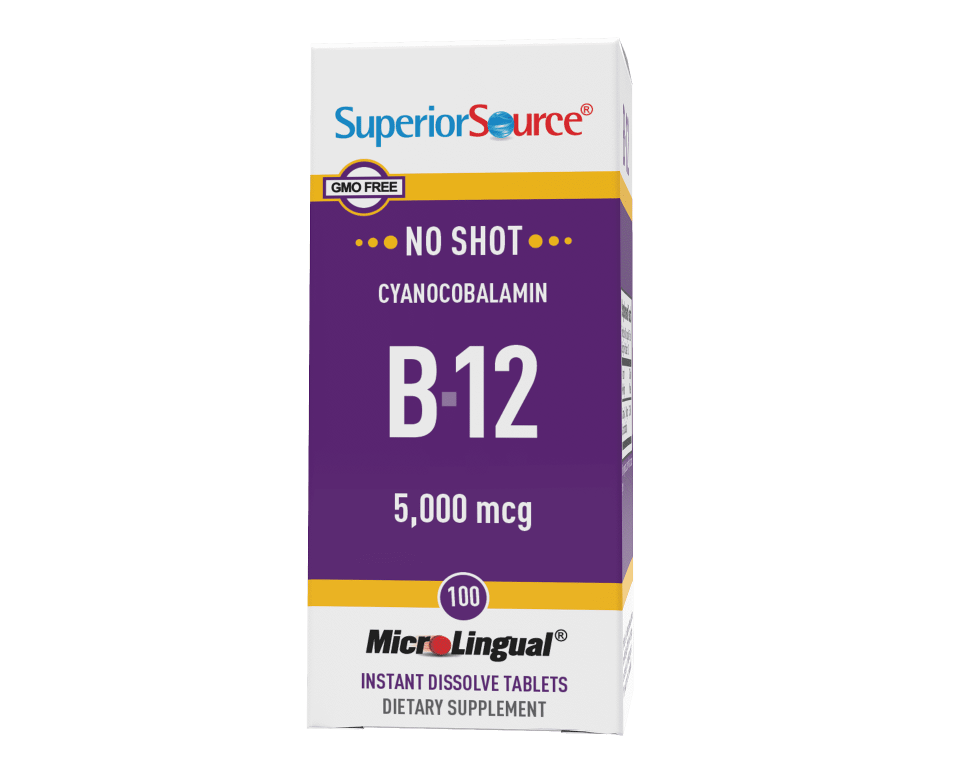 Superior Source No Shot Vitamin B12 Cyanocobalamin 5000 Mcg. Under The ...