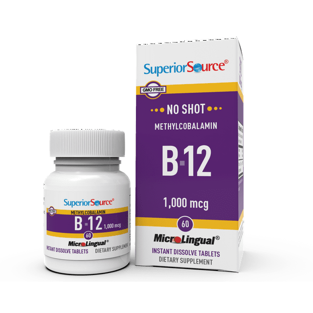 Superior Source No Shot Vitamin B12 Methylcobalamin 1000 mcg. Active