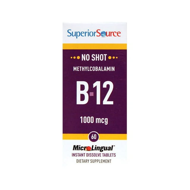 Superior Source No Shot Vitamin B12 Methylcobalamin 1000 mcg. Active