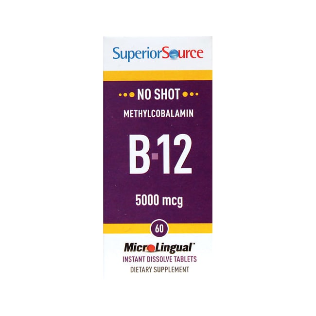 Superior Source No Shot Vitamin B12 Methylcobalamin 5000 mcg. Active