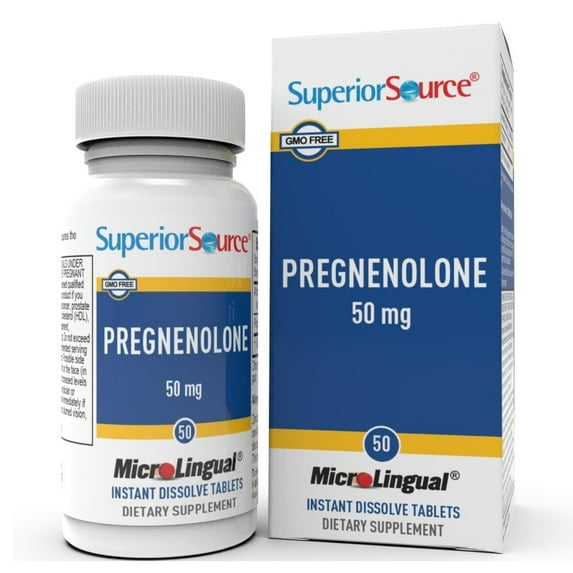 Superior Source Pregnenolone 50 mg - Brain Health Support Supplement - Hormonal Health Support for Women & Men - Formula Aids Immune Health & Memory - 50 Instant Dissolve Tablets